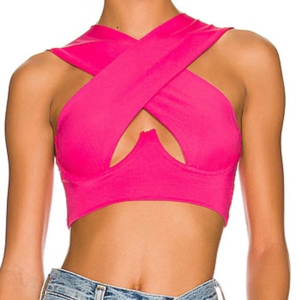 Superdown pink crop top